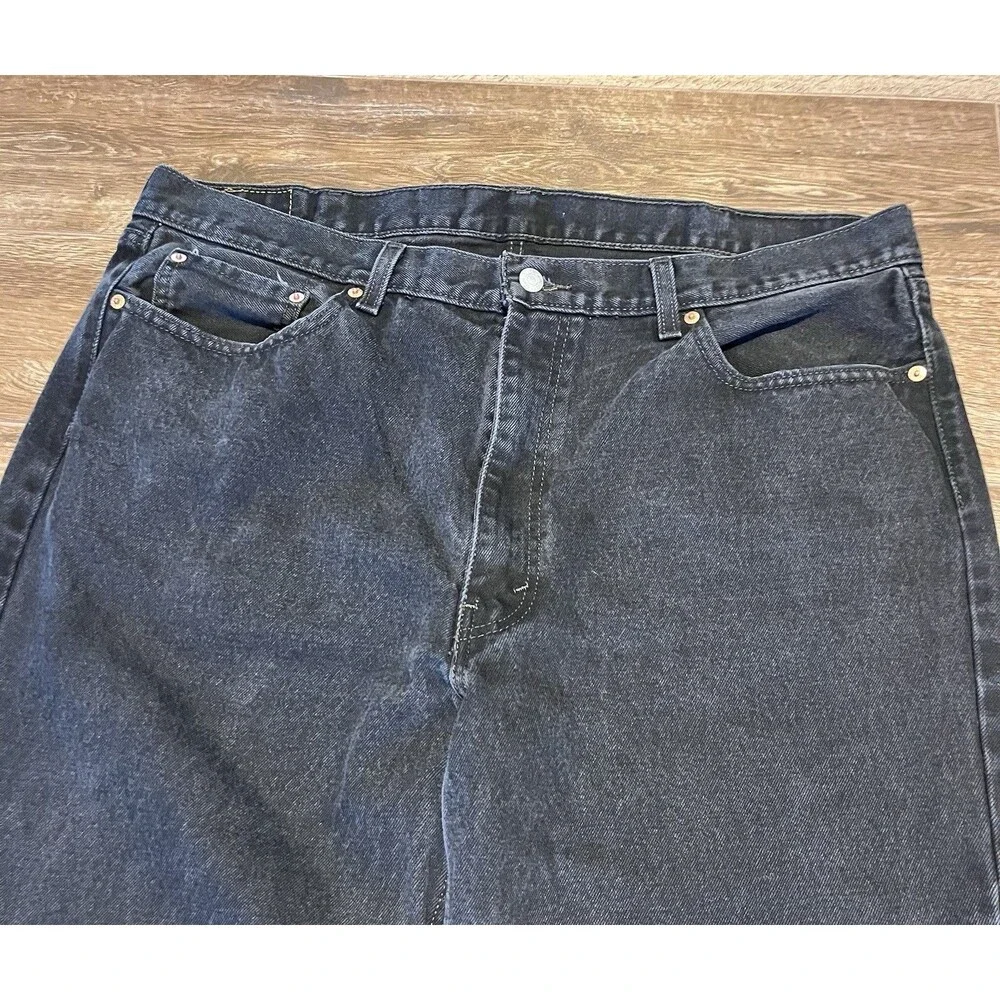 Levis 550 Jeans Mens 40x32.5 Black Tapered Leg Relaxed Fit Denim Pants Classic